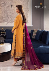 Asim Jofa Rang e Noor Ajrn-05 Embroidered Lawn Silk 3 Pcs