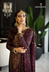 Asim Jofa Rang e Noor Ajrn-13 Embroidered Lawn Silk 3 Pcs