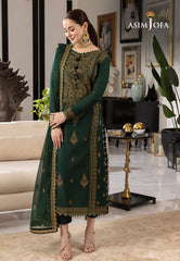 Asim Jofa Designers Limited Edition Ajrnd-18 Embroidered Lawn Silk 3 Pcs