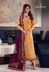 Asim Jofa Rang e Noor Ajrn-05 Embroidered Lawn Silk 3 Pcs
