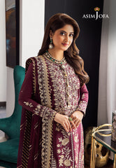 Asim Jofa Rang e Noor Ajrn-25 Embroidered Lawn Silk 3 Pcs