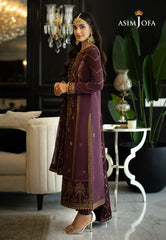 Asim Jofa Rang e Noor Ajrn-13 Embroidered Lawn Silk 3 Pcs
