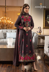 Asim Jofa Rang e Noor Ajrn-12 Embroidered Lawn Silk 3 Pcs