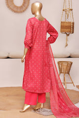 Bin Saeed Stitched 3 Piece Exclusive Printed Frock-LSM-2963-RED