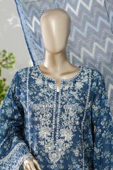 Bin Saeed Stitched 3 Piece Exc Emb Lawn Long Length Suit-LSM-3047-BLUE-S