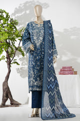 Bin Saeed Stitched 3 Piece Exc Emb Lawn Long Length Suit-LSM-3047-BLUE-S