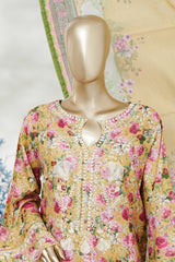 Bin Saeed Stitched 3 Piece Exc Emb Lawn Long Length Suit-LSM-3049-YELLOW-S