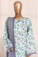 Bin Saeed Stitched 3 Piece Printed Lawn With Farshi Shalwar Vol-03 Suit-LSM-3341-FEROZI