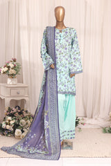 Bin Saeed Stitched 3 Piece Printed Lawn With Farshi Shalwar Vol-03 Suit-LSM-3341-FEROZI
