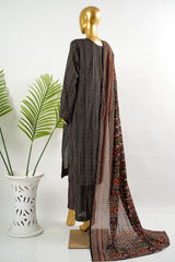 Bin Saeed Stitched 3 Piece Exclusive Printed Lawn Vol-16 Suit-LSM-3370-BLACK