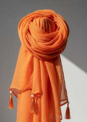 Nairah Crinkle Chiffon Dupatta Wrap-Orange Dupatta