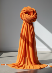 Nairah Crinkle Chiffon Dupatta Wrap-Orange Dupatta