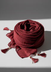 Nairah Crinkle Chiffon Dupatta Wrap-Red Dupatta
