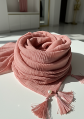 Nairah Crinkle Chiffon Dupatta Wrap-Peach Dupatta