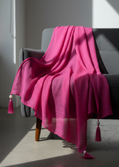 Nairah Crinkle Chiffon Dupatta Wrap-Pink Dupatta