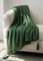 Nairah Crinkle Chiffon Dupatta Wrap-Moss Green Dupatta