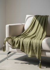 Nairah Crinkle Chiffon Dupatta Wrap-Olive Green Dupatta