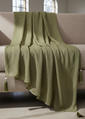 Nairah Crinkle Chiffon Dupatta Wrap-Olive Green Dupatta