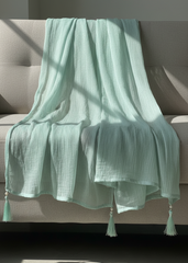 Nairah Crinkle Chiffon Dupatta Wrap-Mint Green Dupatta