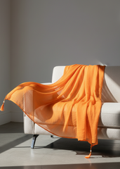 Nairah Crinkle Chiffon Dupatta Wrap-Orange Dupatta