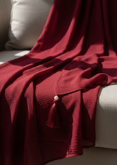 Nairah Crinkle Chiffon Dupatta Wrap-Red Dupatta