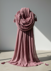 Nairah Crinkle Chiffon Dupatta Wrap-Rosy Brown Dupatta