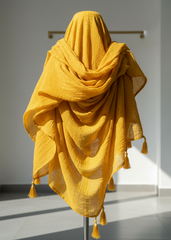 Nairah Crinkle Chiffon Dupatta Wrap-Yellow Dupatta