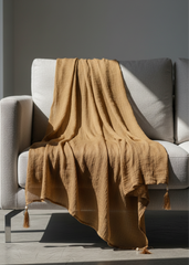 Nairah Crinkle Chiffon Dupatta Wrap-Ochre Dupatta