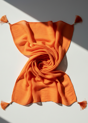 Nairah Crinkle Chiffon Dupatta Wrap-Orange Dupatta