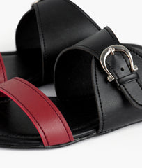 RTW Creation - Maroon and black buckle-up flats