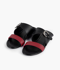 RTW Creation - Maroon and black buckle-up flats