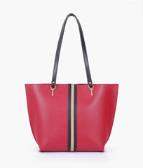 RTW Creation - Maroon centre-stripe tote bag