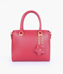 RTW Creation - Maroon handbag with flower charm