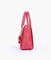 RTW Creation - Maroon handbag with flower charm