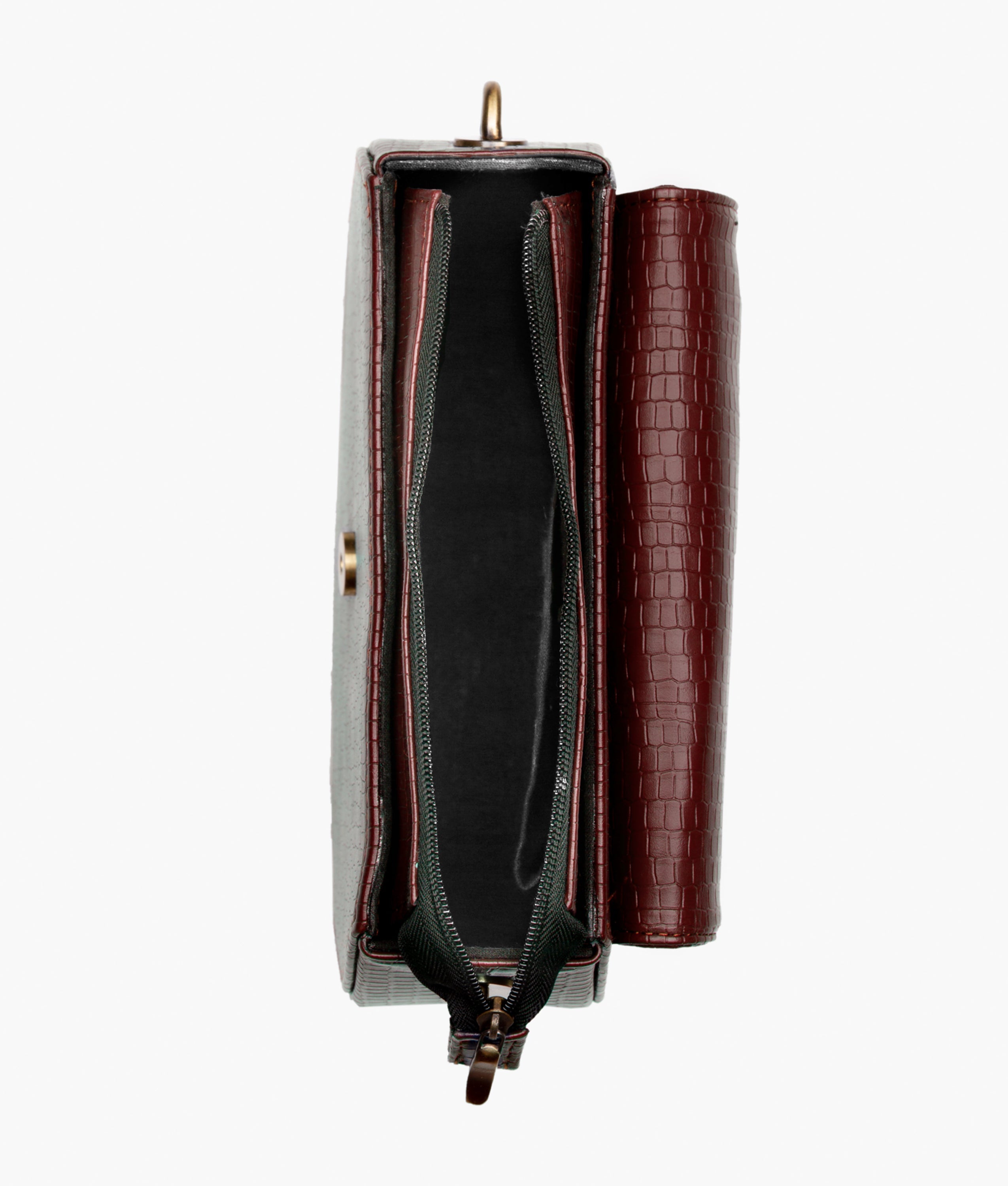 RTW Creation - Maroon crocodile saddle bag