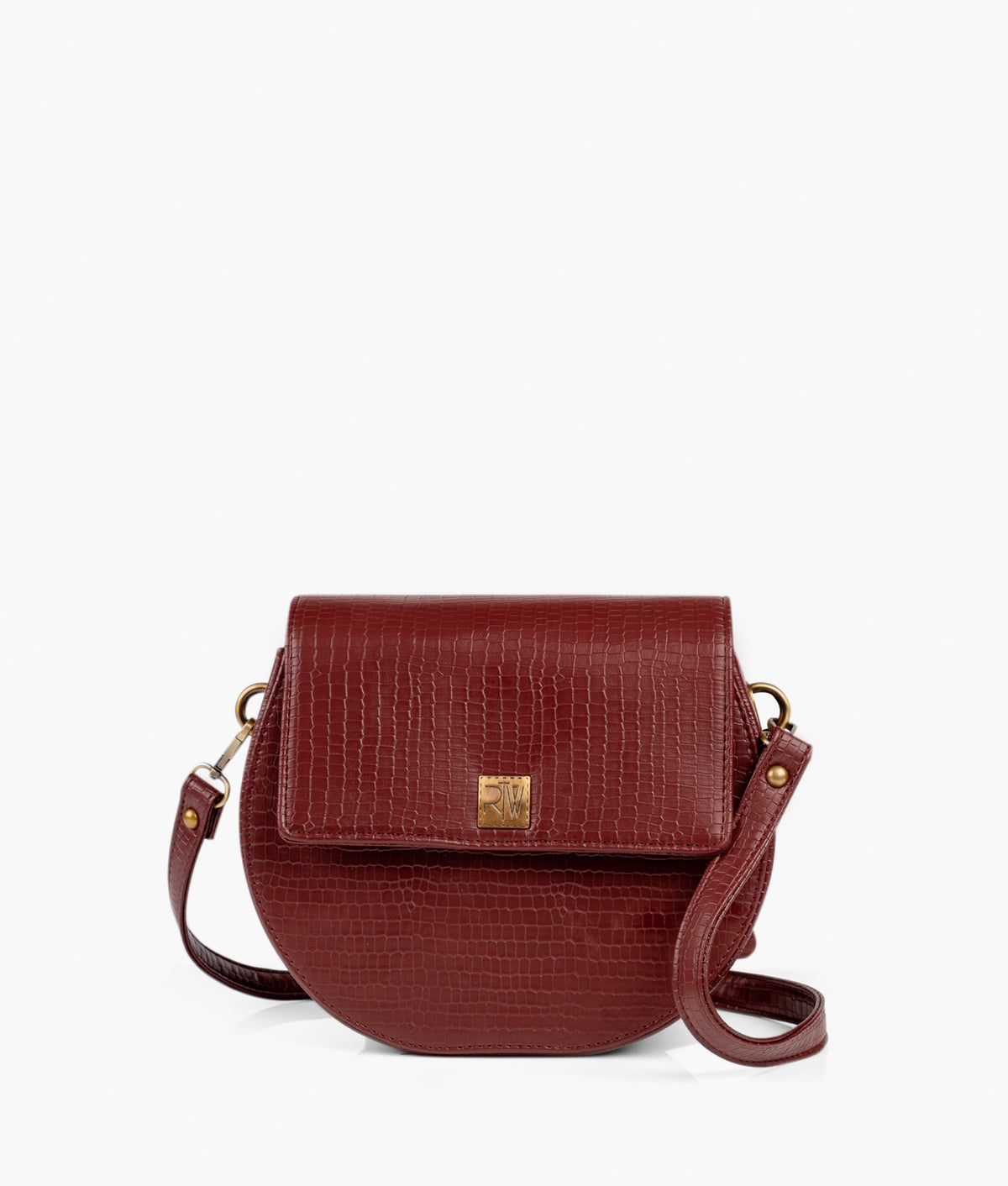 RTW Creation - Maroon crocodile saddle bag
