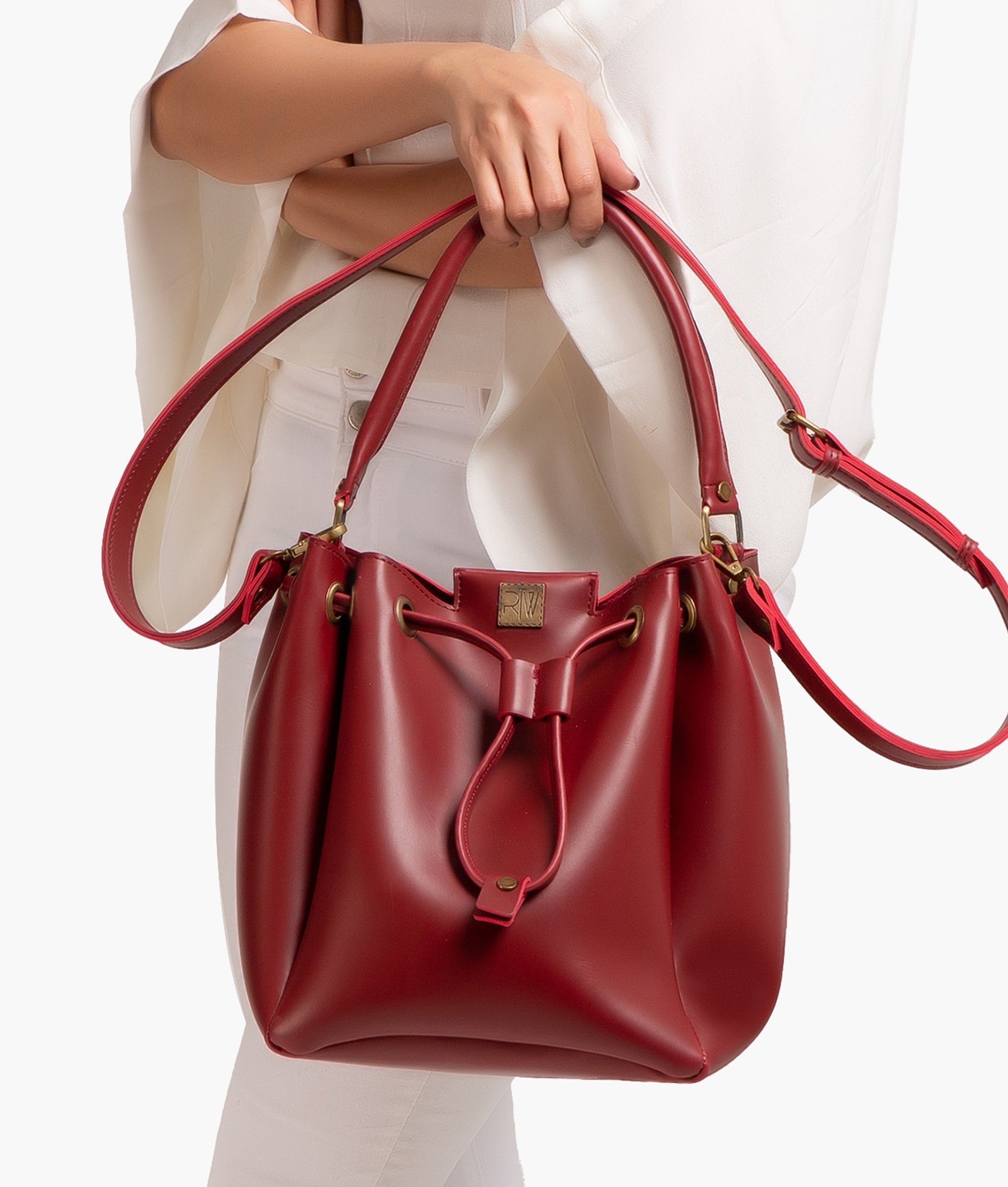 RTW Creation - Maroon drawstring bucket bag