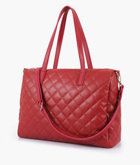 RTW Creation - Maroon quilted carryall tote bag