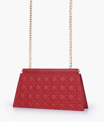 RTW Creation - Maroon quilted evening clutch with snap closure