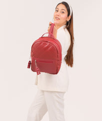 RTW Creation - Maroon quilted mini backpack