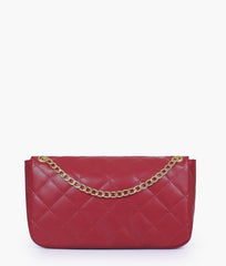 RTW Creation - Maroon quilted small shoulder bag with chain