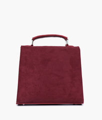 RTW Creation - Maroon suede push-lock messenger bag