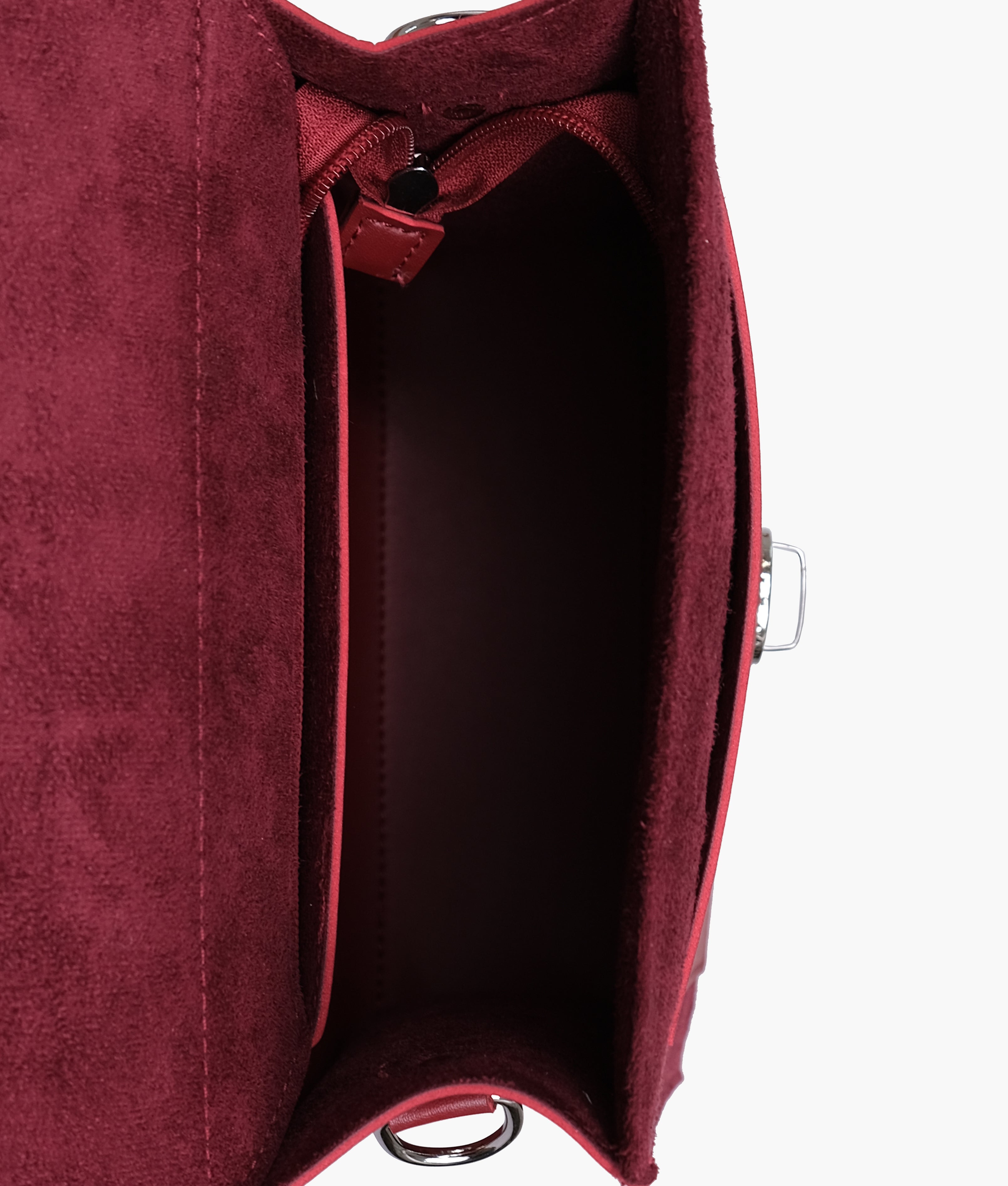 RTW Creation - Maroon suede push-lock messenger bag