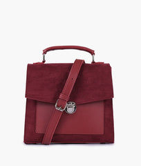 RTW Creation - Maroon suede push-lock messenger bag