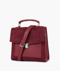 RTW Creation - Maroon suede push-lock messenger bag