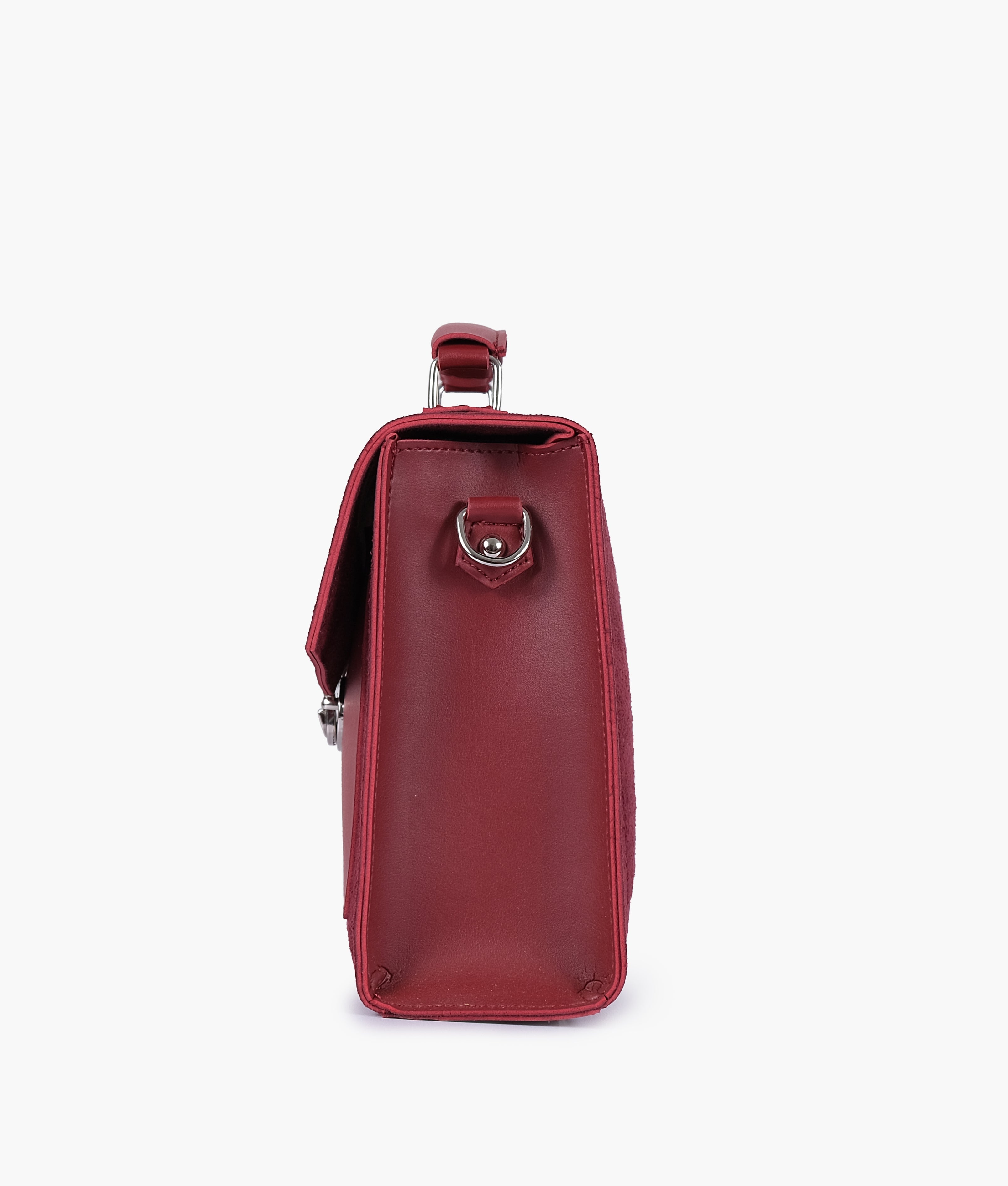 RTW Creation - Maroon suede push-lock messenger bag