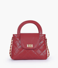 RTW Creation - Maroon flap quilted bag with top handle