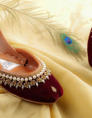 Mgs Style Khussa Collection-Lustre Pearl Ensemble  Red