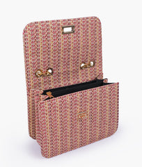 RTW Creation - Maroon woven chain cross-body bag