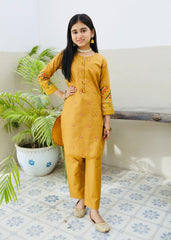 Khanak Stitched Kids-Mari Gold Embroidered 2Pcs Suit KST 133
